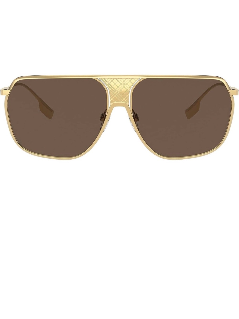 Burberry Gold Frame Brown Lens Men's Sunglasses
